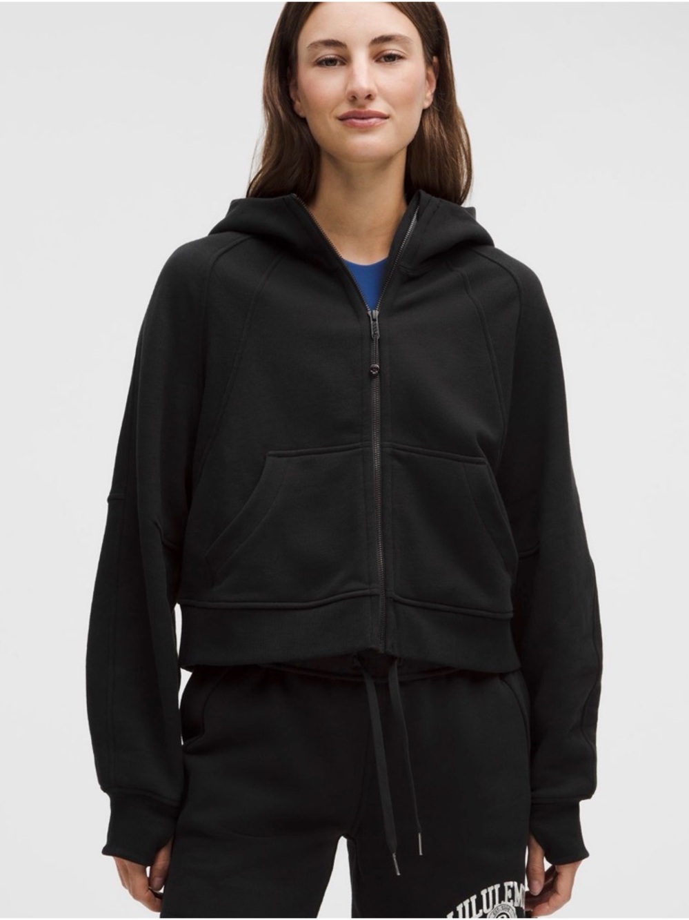 lululemon athletica scuba oversized Black Cropped Zip Hoodie XS/S